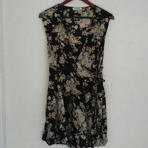 Azalea Black Floral Print Wrap Around Dress
